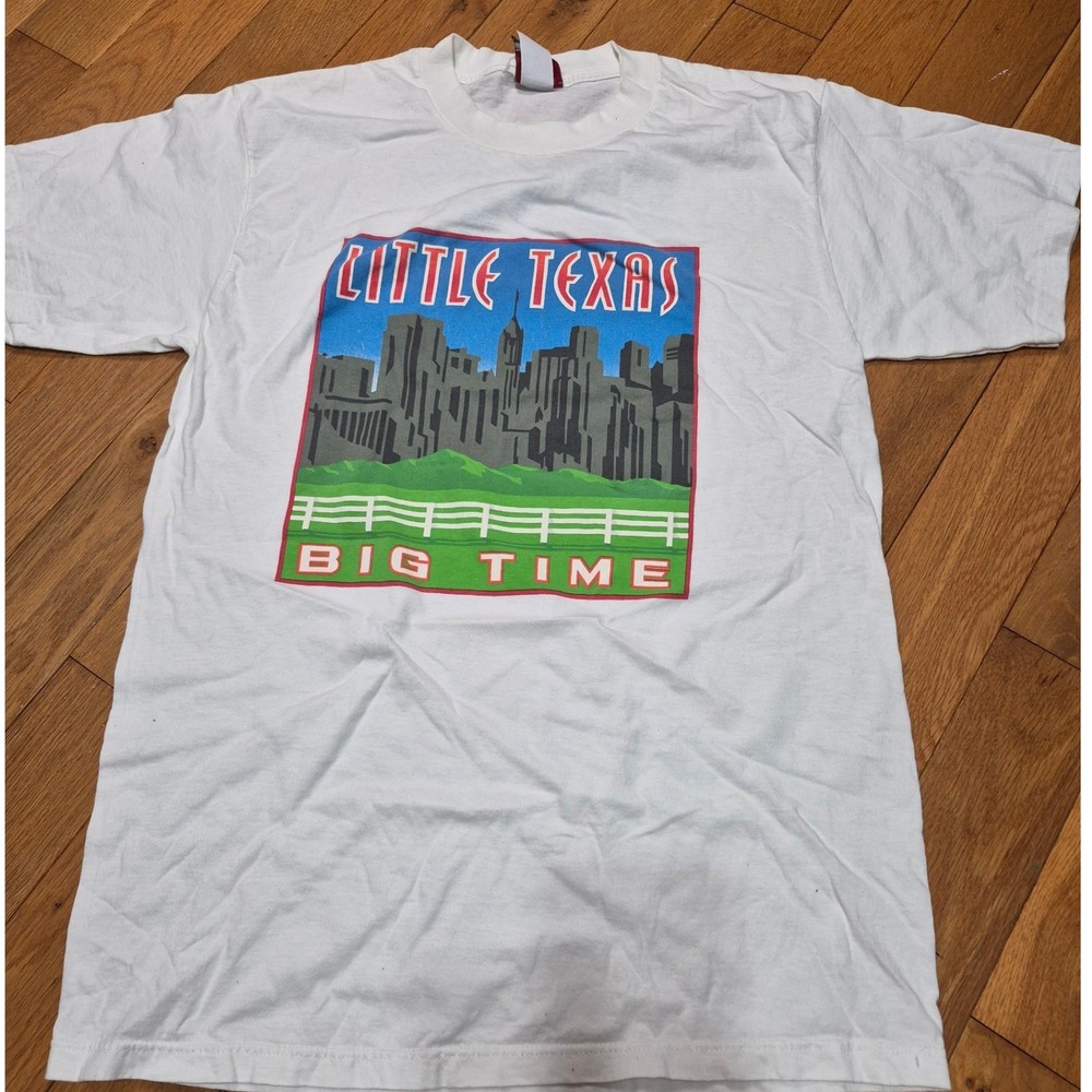 Vintage Little Texas Big Time Tour T-Shirt Giant Tultex White Mens Large 90s